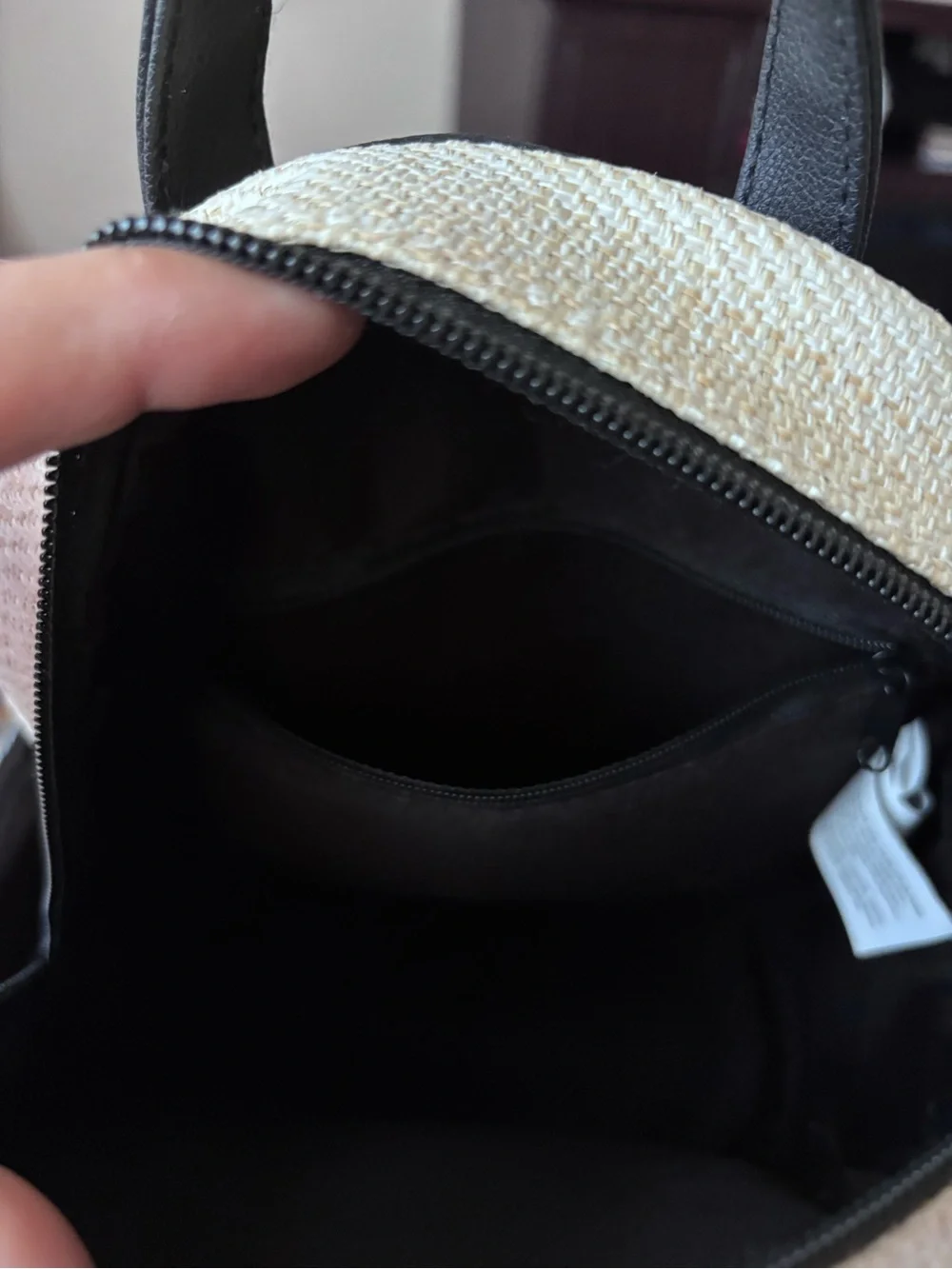 Mickey Mouse Beige Straw Crossbody Bag with Black Trim for kids - Picture 10 of 12